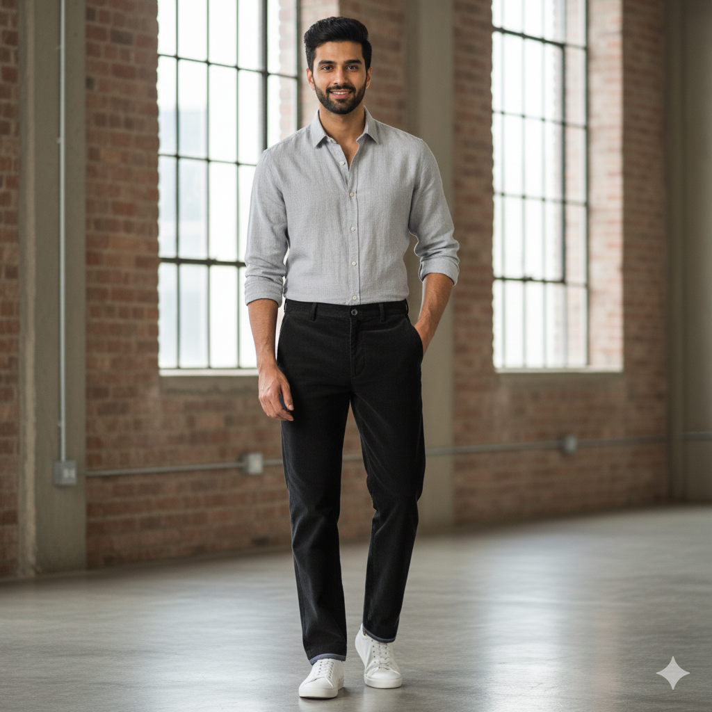 Trouser Fabric Arvind Denim Stretchable Courdray Colour Coffee